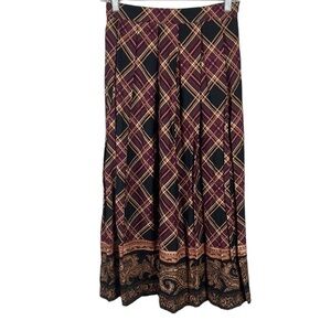 VINTAGE Koret Plaid Baroque Print Pleated Skirt Size 8